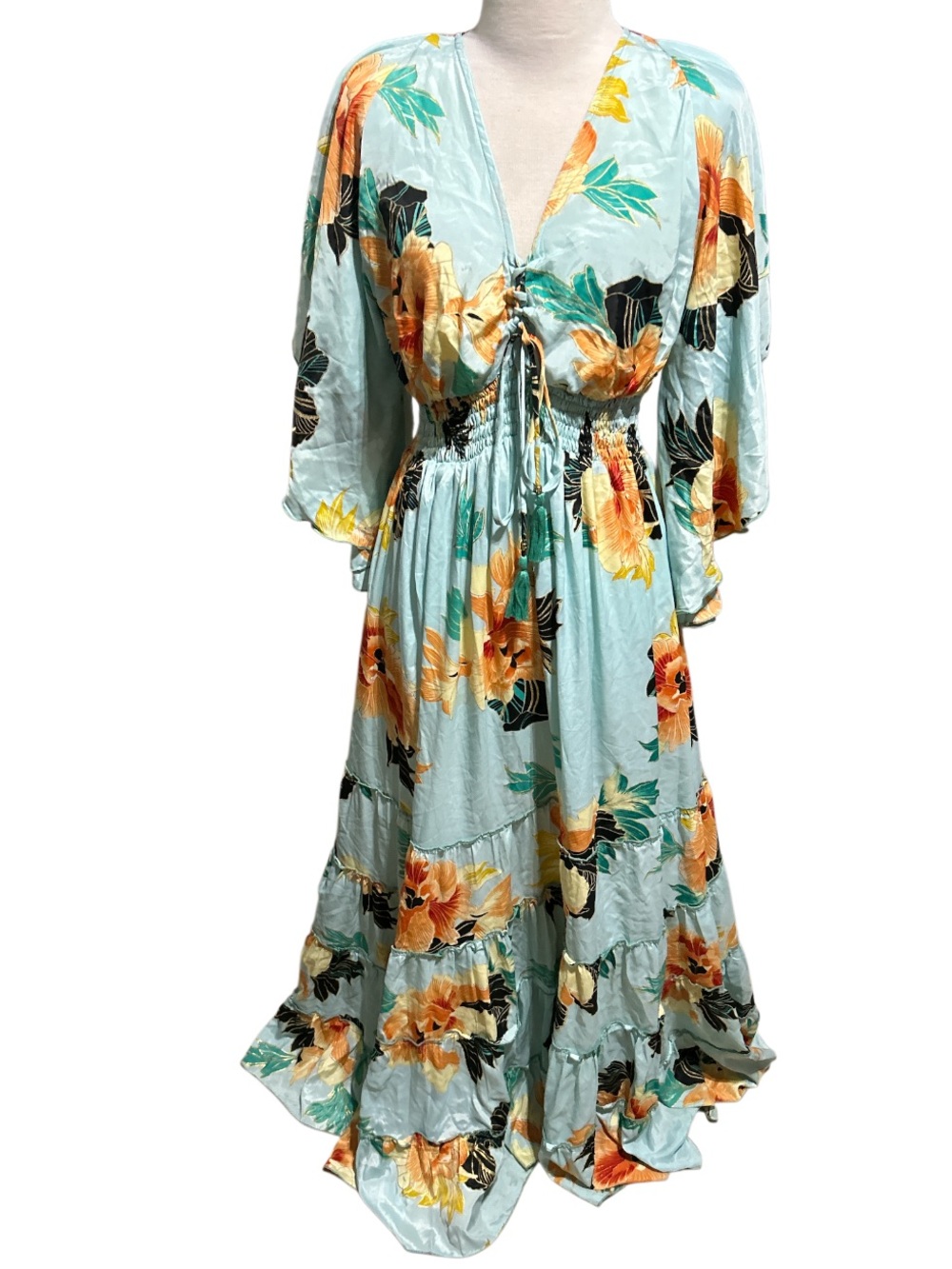 Karma Highway Bohemian V-Neck
Tiered Maxi Dress One Size